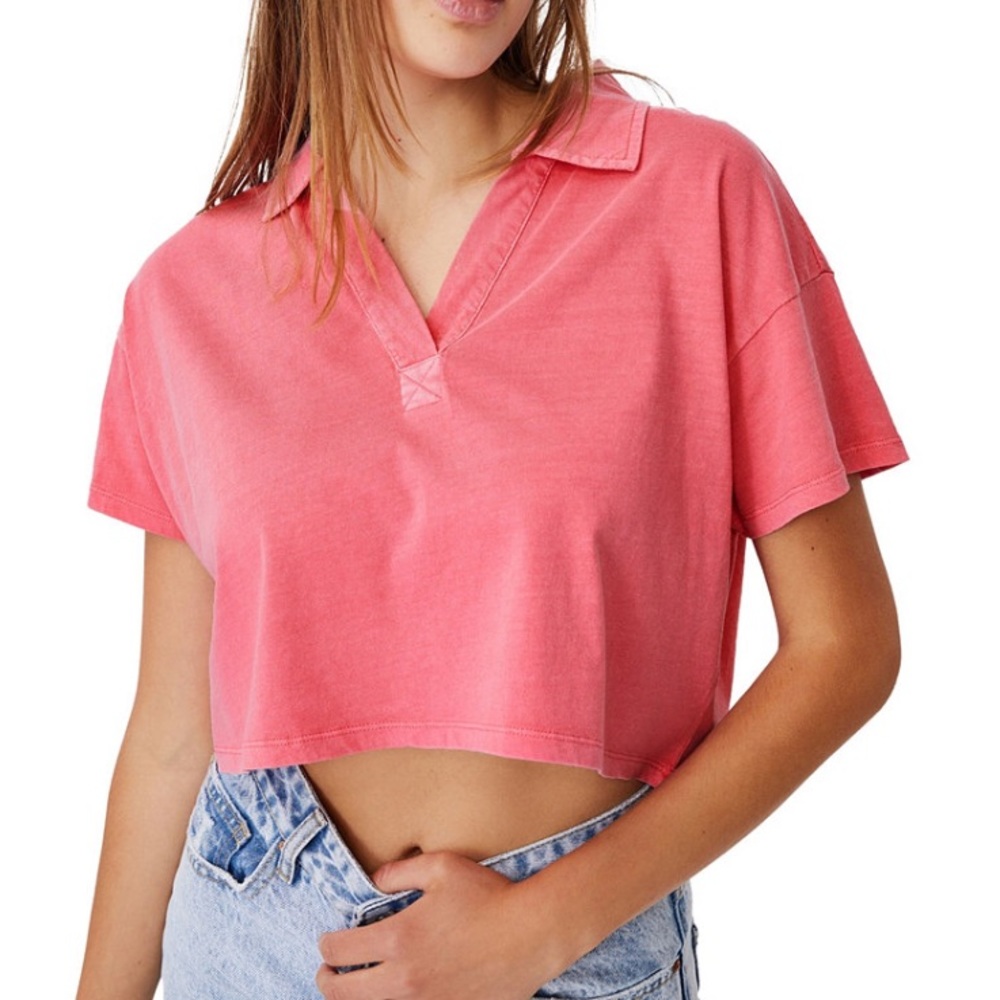 Cotton On cropped polo tee